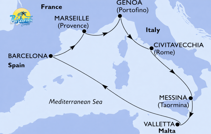 Espagne,France, Italie, Malta
