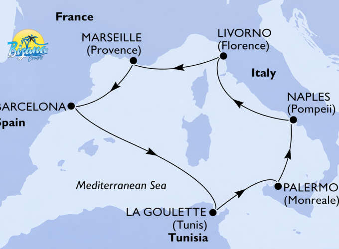 France, Espagne, Tunisie, Italie